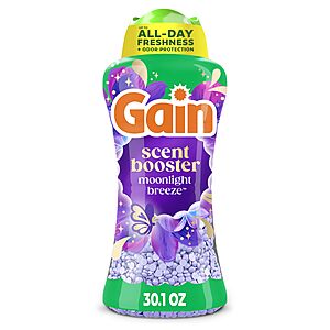 $42.70 or Less- Get $15 Amazon Credit FOUR x Gain In-Wash Laundry Scent Booster Beads , Moonlight Breeze Scent, 30.1 oz (LARGE size)