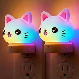 2-Pack L LOHAS LED 3D Plug in Night Light for Kids (Cat-RGB)  $9.49 + Free Shipping w/ Prime or on $35+