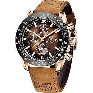 BENYAR Watch for Men Analog Quartz Chronograph Waterproof $37.38