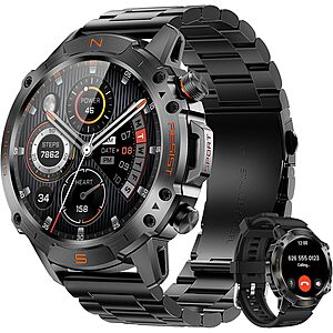 WalkerFit Rugged Smart Watch for Men, 1.43" AMOLED 5ATM Waterproof, 2 Bands $56.99