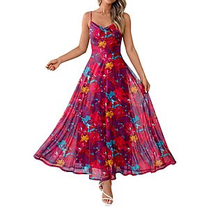 Prinbara Women's Floral Floral Printed Maxi Dress (Various, Size: L, XL & XXL only) $11.99 + Free Shipping w/ Prime or on $35+