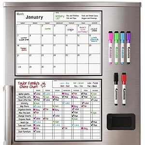 3-Pack Home & Me Magnetic Dry Erase Calendar Whiteboard for Fridge w/ 6 Markers & Eraser $7.49 + Free Shipping w/ Prime or on $35+