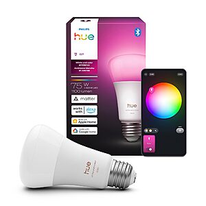 Philips Hue Smart LED A19 Bulb 7.2W, E26, 1-Pack $39.99