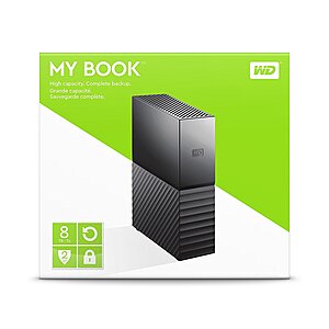 Western Digital 8TB My Book Desktop External Hard Drive, USB 3.0, External HDD with Password Protection and Backup Software - WDBBGB0080HBK-NESN $298.26