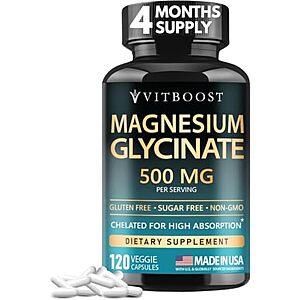 [AC] $7.95* | 120-Ct VitBoost Magnesium Glycinate 500mg Sleep Support Capsules at Amazon