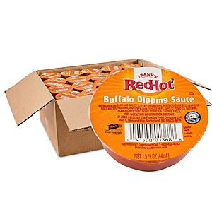 Frank’s RedHot Buffalo Dipping Sauce, Single-Serve Dip Cups, Signature Buffalo Flavor & Heat, For Takeaway and Dine-In Service, 1.5 fl oz (Pack of 100)~$18.24 With S&S @ Amazon