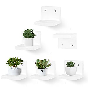 NIUBEST Small Floating Shelf for Wall Set of 6, Mini Shelves for Display (White) - $3.99 AC