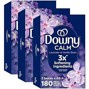 [SnS, AC] $27.31* | 4 × 180-Count Downy Infusions Mega Dryer Sheets (Lavender and Vanilla Bean) ($6.83 each) at Amazon