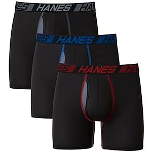 $11.43* | 3-Pack Hanes Men's Total Support Pouch Boxer Briefs (Black) at Amazon