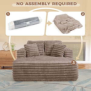$245-$254 FS WALMART by Muumblus Oversized Chaise Lounge Chiar Indoor Furniture, No Assembly Required, Plush Corduroy Upholstered Sofa Bed Cozy Sleeper Couch