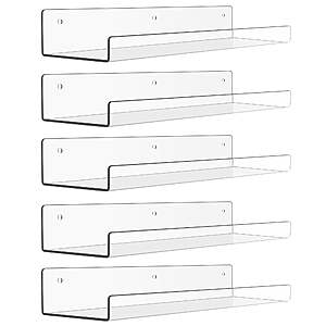 5-Pack Sindcom 15" Acrylic Floating Wall Shelves $13.99 + Free S&H w/ Walmart+ or $35+