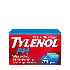 150-Count Tylenol PM Extra Strength Acetaminophen Nighttime Pain Reliever & Sleep Aid Caplets $7.69 w/ S&S + Free Shipping w/ Prime or on orders over $35