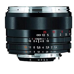 ZEISS Classic Planar ZF.2 T* 50mm f/1.4 Standard Camera Lens for Nikon F-Mount SLR DSLR Cameras, Black $579
