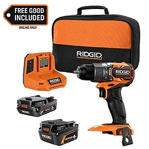 $139: RIDGID 18V NUKE SubCompact Brushless Cordless 1/2 in. Drill/Driver Kit with 2.0 Ah MAX with FREE 4.0 Ah MAX Lithium-Ion Battery at HomeDepot