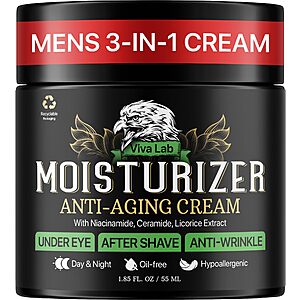 Viva Lab Mens Face Moisturizer Anti-Aging Cream - Lightweight After Shave Lotion for Men - Day & Night Hydrating