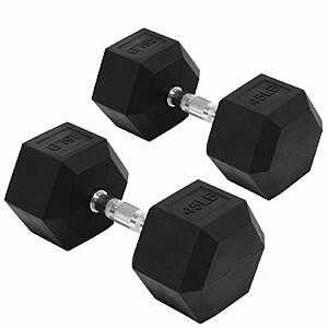 Flexwave 45 LB Rubber Hex Dumbbells, Set of 2, Non-Slip Grip for Home Gym Strength Training $77 FS @ Walmart