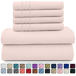 $19.27: Lux Decor Collection Bed Sheets 16" Deep Pocket 6-Piece Microfiber Set (King, Baby Pink) at Walmart.com