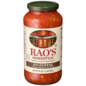 Rao's Homemade Bolognese Sauce 24 oz, Tomato Sauce, All Purpose, Keto Friendly Pasta Sauce, Premium Quality Tomatoes from Italy~$3.97 After Coupon & S&S @ Amazon