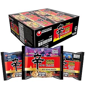 [SnS] $25.38* | 16-Pack 4.58-Oz Nongshim Shin Ramyun Black (with Beef Bone Broth) at Amazon ($1.59 each)