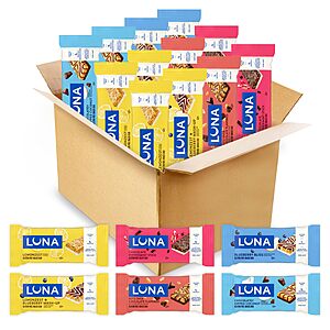 $8.11 S&S (15%) and 25% Clip Q LUNA Bar Variety Pack, 6 Flavors, Gluten Free Snack Bars, 12ct