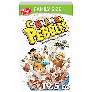 Post Cinnamon PEBBLES Breakfast Cereal, Gluten Free, 19.5 oz Box $3.64 or less