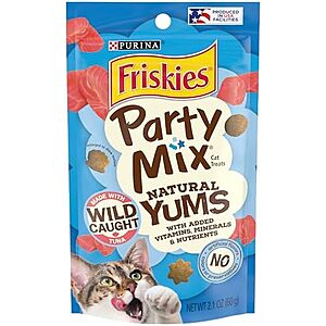 [NEW, SnS] $8.45 | 10-Pack 2.1-Oz Friskies Purina  Natural Cat Treats, Party Mix Natural Yums With Wild Tuna at Amazon