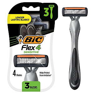 $6.48 get $3 Walmart Cash limit 2 BIC Flex 4 Men's 4-Blade Disposable Razors, Dorm Room Essentials for Guys, 3-Count