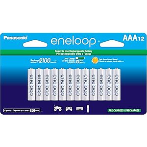 $21.62* | 12-Pk Panasonic Eneloop AAA 850mAh Ni-Mh Pre-Charged Rechargeable Batteries at Amazon ($1.80 each)