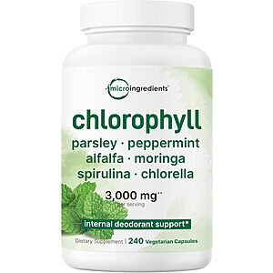 Micro Ingredients Chlorophyll Super Greens Complex | 240 Veggie Capsules with Parsley, Moringa, Spirulina $24.99