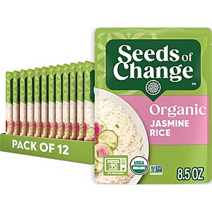 (Pack of 12) SEEDS OF CHANGE Certified Organic Jasmine Rice, Organic Food, 8.5 oz Pouch (Pack of 12) w/Max SS $16.3