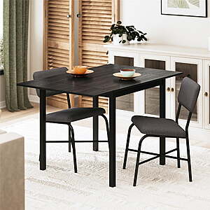 Mainstays 3-Piece Drop Leaf Table and Dining Chair Set, Black - $79.18