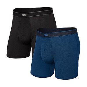 SAXX Underwear Co. Men's Daytripper Comfort Stretch Boxer Brief Fly 2-Pack, Black/City Blue Heather, Medium $18.7
