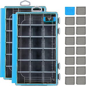 RUNCL Fishing Tackle Box - 360° Waterproof Tackle Trays, 3600 Fishing Tackle Box Organizer with Adjustable Dividers for Jigs Lures, Blue, 2 Pack $18.99