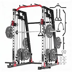 Smith Machine Home Gym – 2200LBS Multi-Function Squat Rack with Smith Bar $599.98