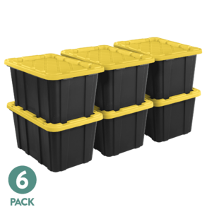 6-Pack 27-Gallon Sterilite Large Storage Bin w/ Snap-On Lid (Black & Yellow) $48 + Free Shipping