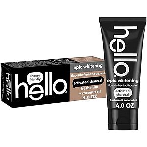 [SnS, AC] $2.69* | 4-Oz hello Epic Whitening Charcoal Fluoride Free Toothpaste at Amazon