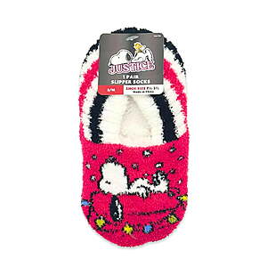 Justice Girls Slipper Socks, 1-Pack, Sizes S/M-M/L(Peanuts or Grinch) - $2.50
