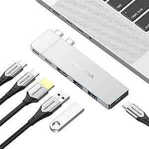 [AC] $25.58* | 2 × VENTION 6-in-2 Detachable Magnetic USB C Hub for Apple w/ 140PD, 80Gbps, 4K@240Hz ($12.79 each) at Amazon