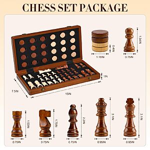 Magnetic Wooden Chess & Checkers Set For $13.49