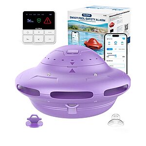 Smart Pool Alarm with App for Inground & Above Ground Pools, Adjustable Sensitivity Water Detection Alarm up to 20x40ft, 85dB+ Safety Alerts