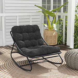 Grand Patio Outdoor Rocking Chair Modern Steel Cozy Lounge Rocker Chair with Cushion $80 + Free Shipping