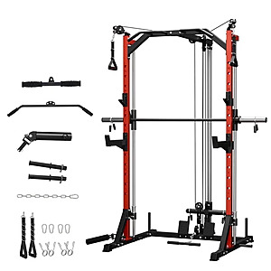Mikolo Compact 7-IN-1 Smith Machine With Cable Crossover System, 1000LBS Multi-Functional Squat Rack $340 + Free Shipping