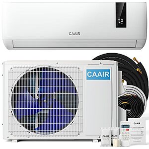 CAAIR 12,000 BTU Mini Split Air Conditioner and Heater | 230V Ductless Wall Mount AC | SEER2 17Inverter Heat Pump | Covers 750 Sq.Ft. | Self-Cleaning with Remote  $299.99