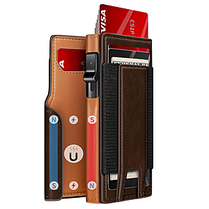 RUNBOX Wallet for Men 9-13 Cards RFID Blocking Slim Pop-Up Card Holder | Minimalist Aluminum Smart Wallet with ID Window, Compact Credit Card Holder $18.98