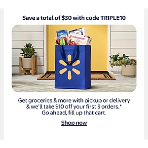Walmart Code: $10 off $50 for First 3 orders