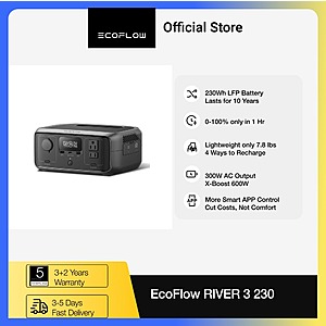 EcoFlow River 3 230Wh Portable Power Station 300W Up to 600W AC Output $146 + Free Shipping