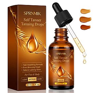 Self Tanning Drops for Face & Body, Face Self Tanner Drops with Natural-Looking Glow to Add to Moisturizer, Organic Sunless Tanner with Streak-Free &amp; Non Orange,Skincare