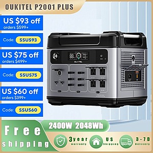 Oukitel P2001 PLUS Portable Power Station 2048Wh 2400W UPS $577 + Free Shipping