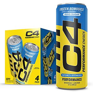 4-Pack 12-Oz C4 Performance Energy Drink (Frozen Bomb) $4.65 w/ S&S + Free Shipping w/ Prime or on orders over $35