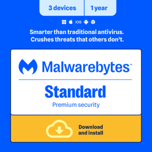 1-Year Malwarebytes Standard (3 Devices, Digital Download) $13 & More